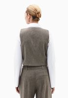 Bayan Kahverengi Yün Karışımlı Crop Yelek