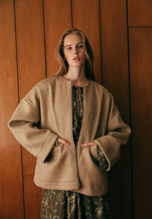  Yün Karışımlı Oversize Ceket