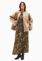 Bayan Bej Yün Karışımlı Oversize Ceket