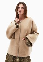 Bayan Bej Yün Karışımlı Oversize Ceket