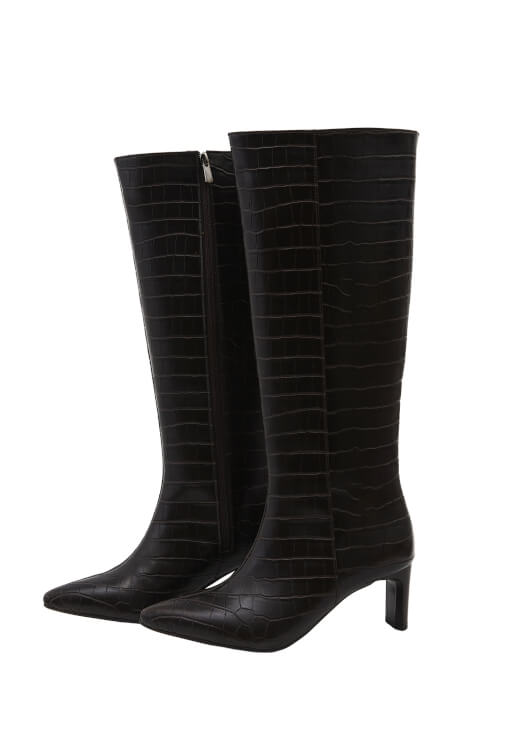 Kahverengi Topuklu Uzun Çizme