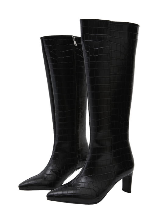 Siyah Topuklu Uzun Çizme