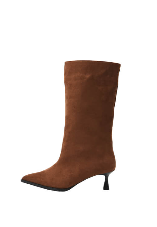 Kahverengi Topuklu Süet Çizme
