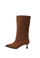 Bayan Kahverengi Topuklu Süet Çizme