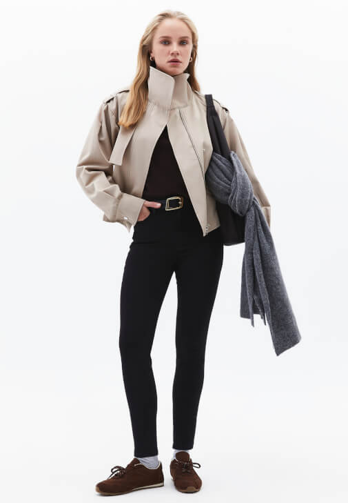 Siyah Skinny-Fit Pantolon ( TENCEL™ )