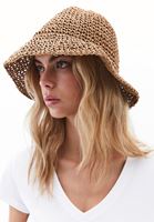 Bayan Bej Hasır Bucket Şapka