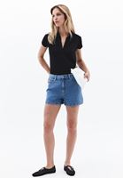 Bayan Siyah Polo Yaka Tişört