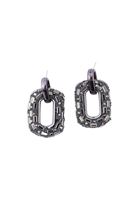 Bayan Siyah Taş Detaylı Küpe