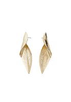 Bayan Altın Yaprak Figürlü Küpe