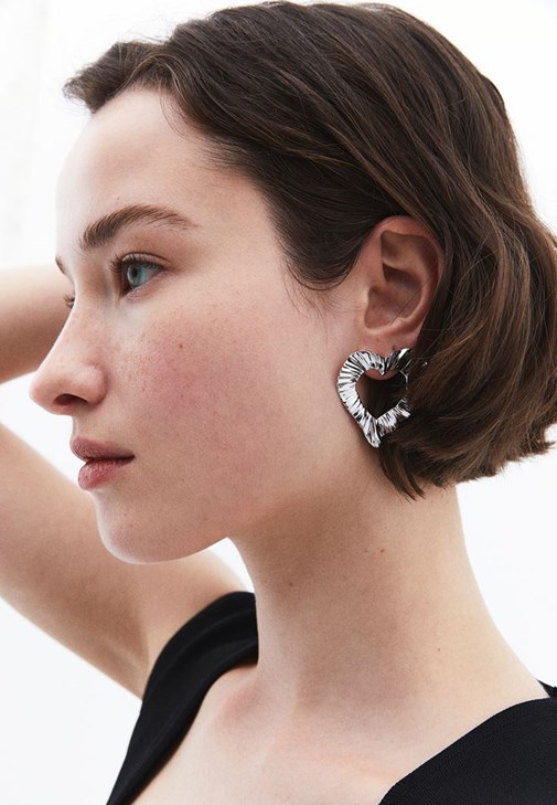 Gümüş Kalpli Küpe