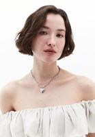 Bayan Gümüş Kalp Uçlu Çoklu Kolye