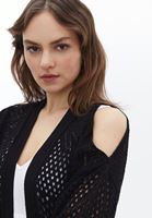 Bayan Siyah Cut-Out Detaylı Ajurlu Hırka