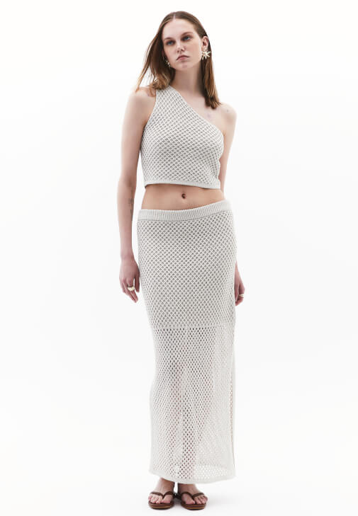 Krem Orta Bel Ajurlu Etek