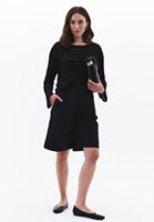 Bayan Siyah Bot Yaka Ajurlu Kazak