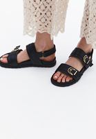 Bayan Siyah Toka Detaylı Sandalet