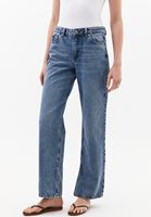 Bayan Mavi Orta Bel Straight-Fit Pantolon