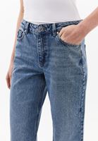 Bayan Mavi Orta Bel Straight-Fit Pantolon