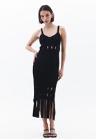 Bayan Siyah Cut-Out Detaylı Triko Elbise