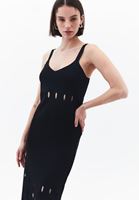 Bayan Siyah Cut-Out Detaylı Triko Elbise