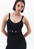 Bayan Siyah Cut-Out Detaylı Triko Elbise
