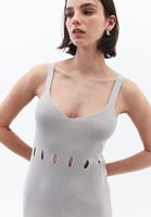 Bayan Krem Cut-Out Detaylı Triko Elbise