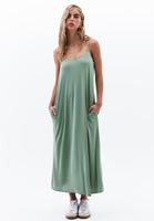 Bayan Yeşil Modal Cepli Midi Elbise