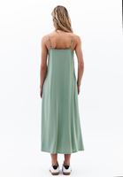 Bayan Yeşil Modal Cepli Midi Elbise