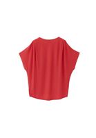 Bayan Kırmızı Modal Bot Yaka Oversize Tişört