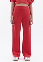 Bayan Kırmızı Modal Yüksek Bel Straight-Fit Pantolon