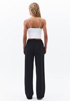 Bayan Siyah Modal Yüksek Bel Straight-Fit Pantolon