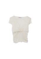 Bayan Krem Kruvaze Yaka Dantelli Top