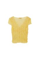 Bayan Sarı Kruvaze Yaka Dantelli Top