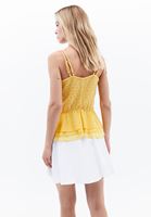 Bayan Sarı Kruvaze Yaka Askılı Bluz