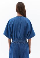 Bayan Mavi Crop Denim Bluz