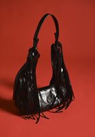 Bayan Siyah Püskül Detaylı Çanta