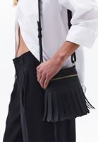 Bayan Siyah Püskül Detaylı Çanta