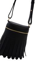 Bayan Siyah Püskül Detaylı Çanta