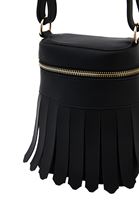 Bayan Siyah Püskül Detaylı Çanta
