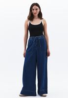 Bayan Mavi Yüksek Bel Wide-Leg Pantolon