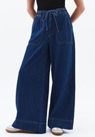 Bayan Mavi Yüksek Bel Wide-Leg Pantolon