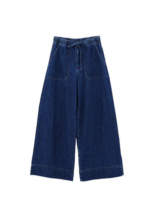 Yüksek Bel Wide-Leg Pantolon ve Askılı Atlet Kombini