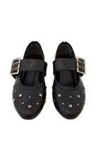 Women Black Stud Detail Ballet Flats