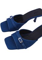 Bayan Mavi Tokalı Topuklu Terlik