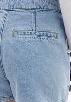 Bayan Mavi Yüksek Bel Denim Şort Etek 