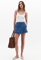 Bayan Mavi Yüksek Bel Denim Şort Etek 