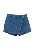 Bayan Mavi Yüksek Bel Denim Şort Etek 