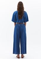 Bayan Mavi Yüksek Bel Culotte Denim Pantolon