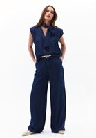 Bayan Mavi Yaka Detaylı Bluz ( TENCEL™ )