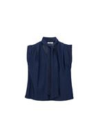 Bayan Mavi Yaka Detaylı Bluz ( TENCEL™ )