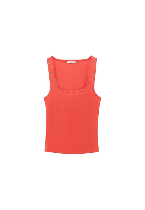 Aksesuarlı Kare Yaka Atlet ve Barrel-Fit Pantolon Kombini